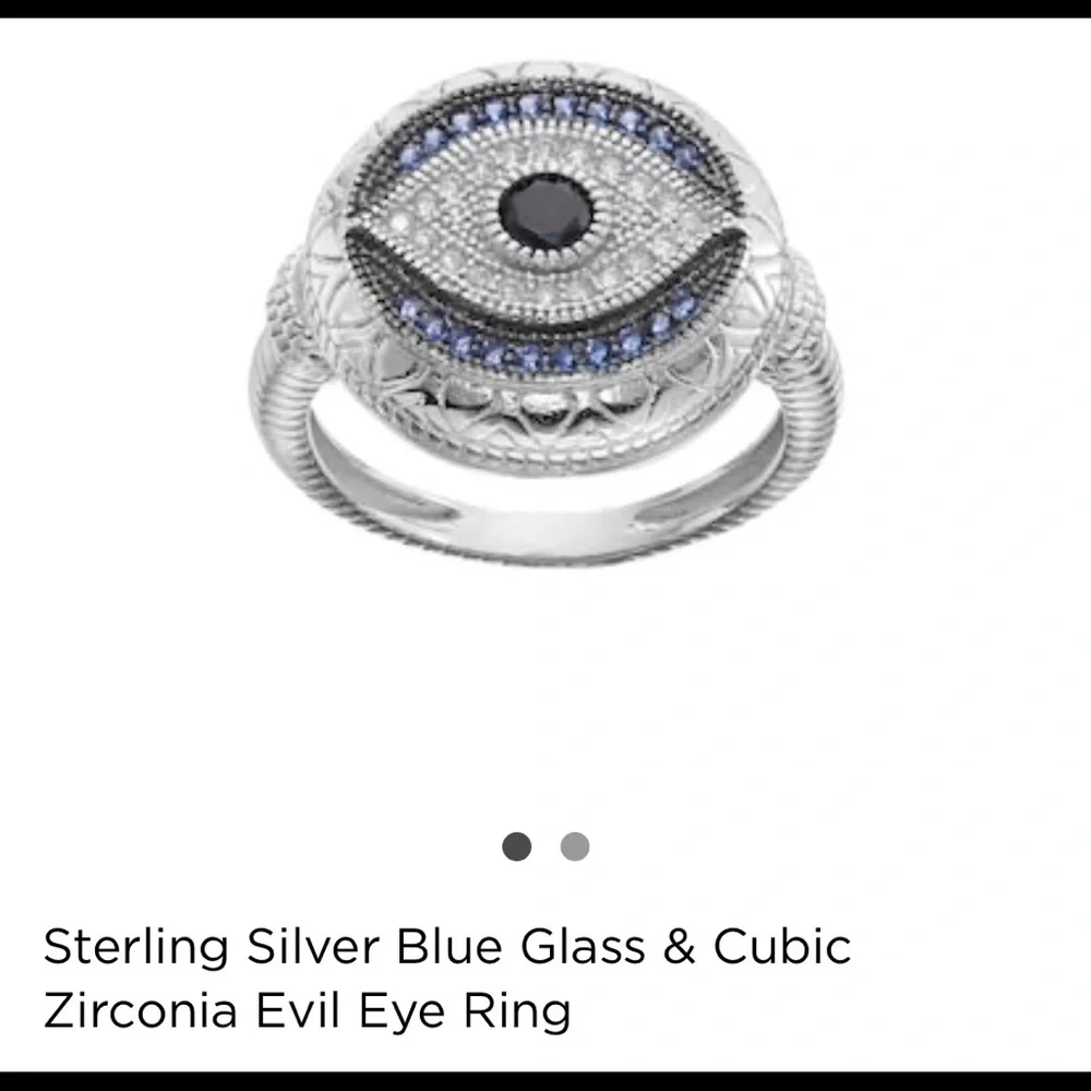 Evil Eye Ring-Sterling Silver cubic zirconia/blue stone w/ accents-NWT BOXED - Picture 3 of 12